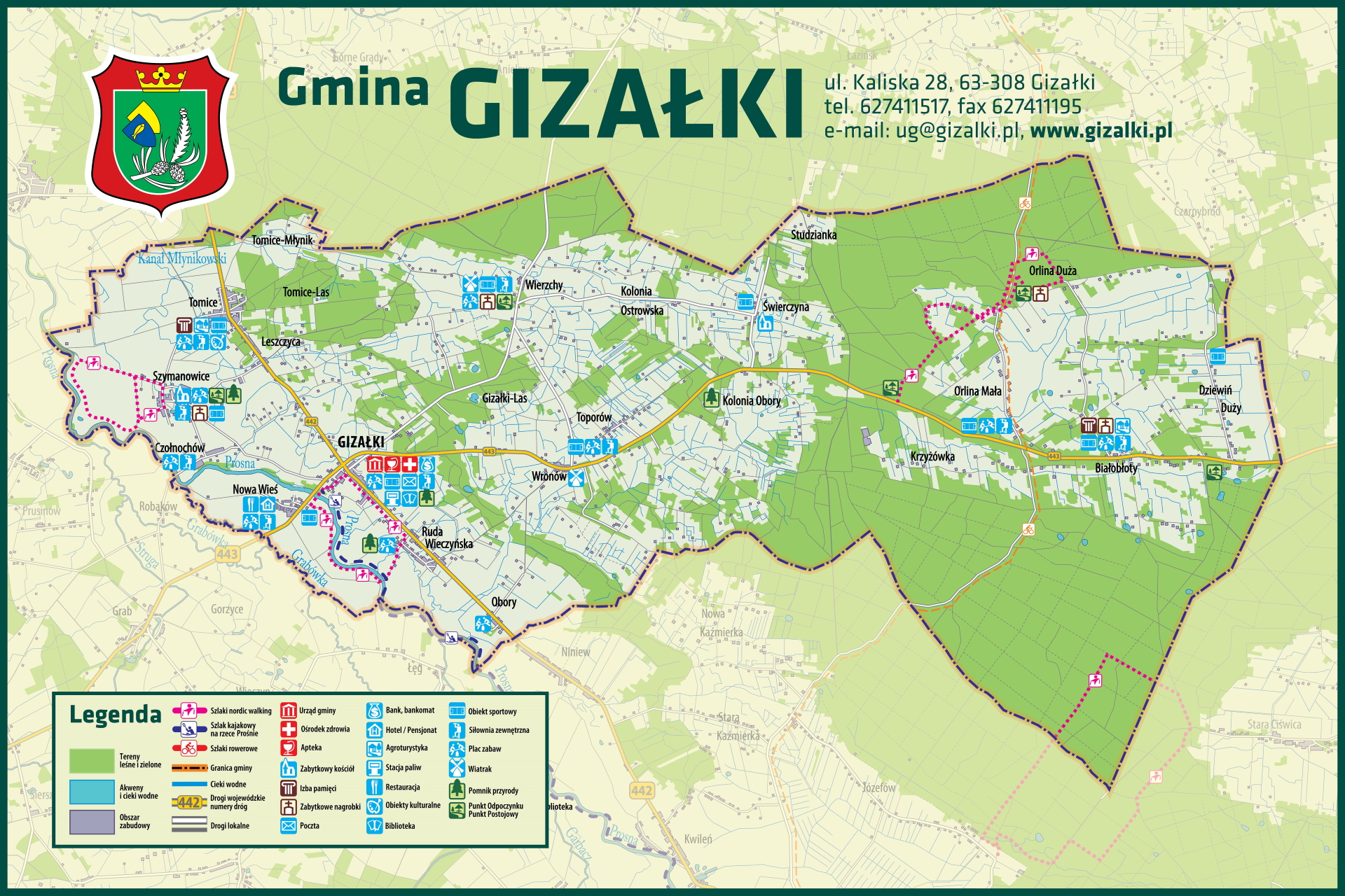 Mapa gminy Gizałki