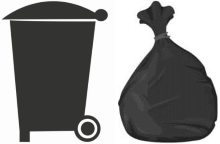 Czarny worek na odpady i pojemnik na odpady