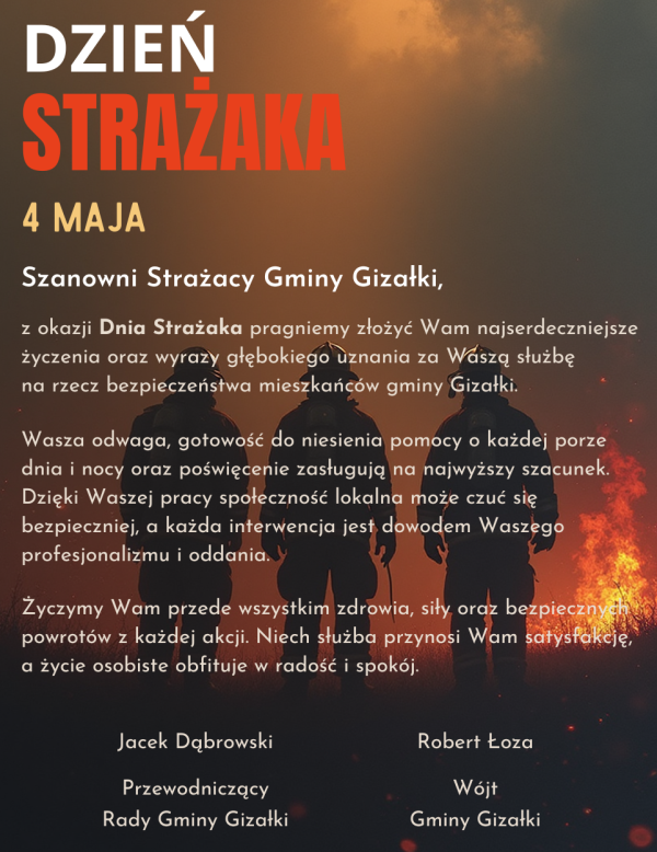 Życzenia z okazji Dnia Strażaka