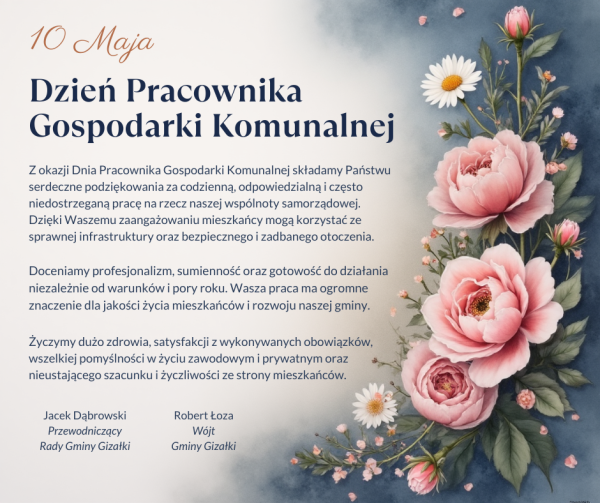 Życzenia z okazji Dnia Pracownika Gospodarki Komunalnej