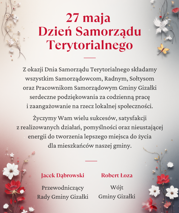 Życzenia z okazji Dnia Samorządu Terytorialnego