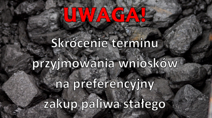 Ruszył nabór wniosków  na preferencyjny zakup węgla